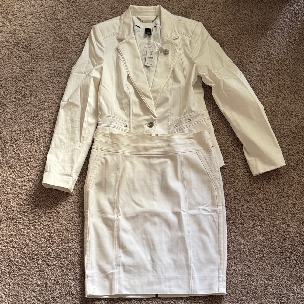 White House Black Market White and Black Blazer & Skirt Set